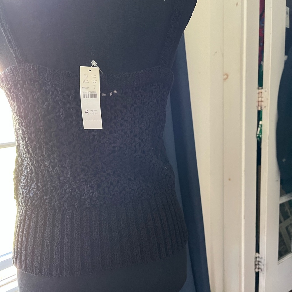 J.Crew new with tags black crocheted top size large - Picture 6 of 12